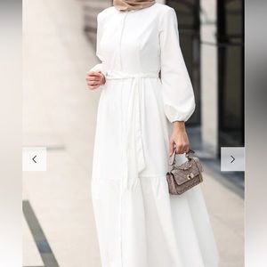 Anna Hariri LIVELA COLLAR NECK BUTTON THROUGH TIERED DRESS & DETACHABLE BELT